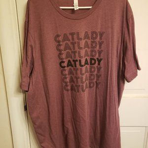 Burgundy Cat Lady Graphic Short Sleeve Tee
